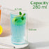Lined Clear Water Glasses Set of 6, 280 ML